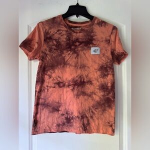 Dutch Bros Men Tie Dye Shirt Orange and Brown, Size Medium